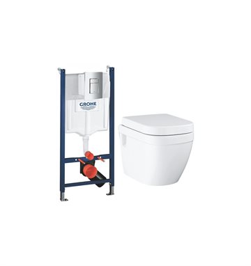 GROHE Euro Alt-i-1 Toiletpakke inkl. Sæde m/softclose, Betjeningsplade i Krom & Cisterne 113cm